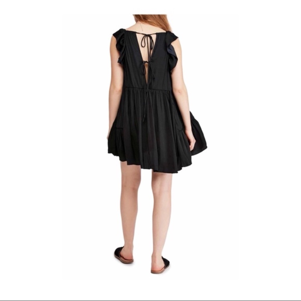 NEW Free People Want Your Love Mini Ruffle Doll Dress Boho Black Size S - Picture 4 of 10
